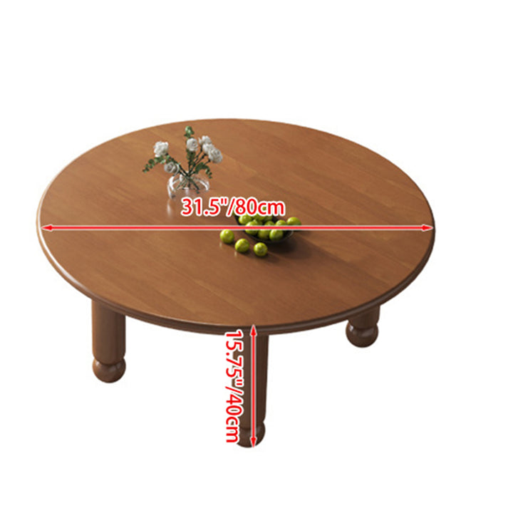 Mesa de centro redonda contemporánea de madera de caucho para sala de estar 