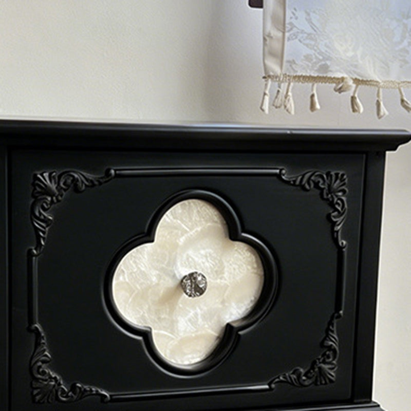Table de chevet traditionnelle française carrée en bois massif de frêne, contreplaqué et pin, 1 tiroir pour chambre à coucher 