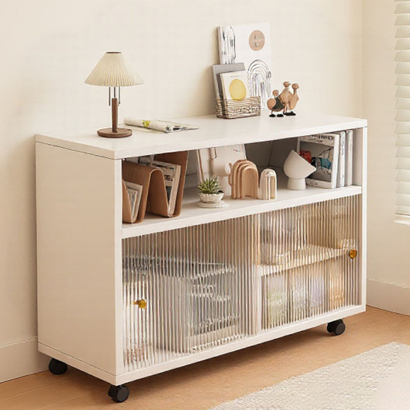 Mesa Auxiliar Moderna Minimalista Rectangular de MDF Acrílico Móvil de 2 Niveles Para Sala de Estar 