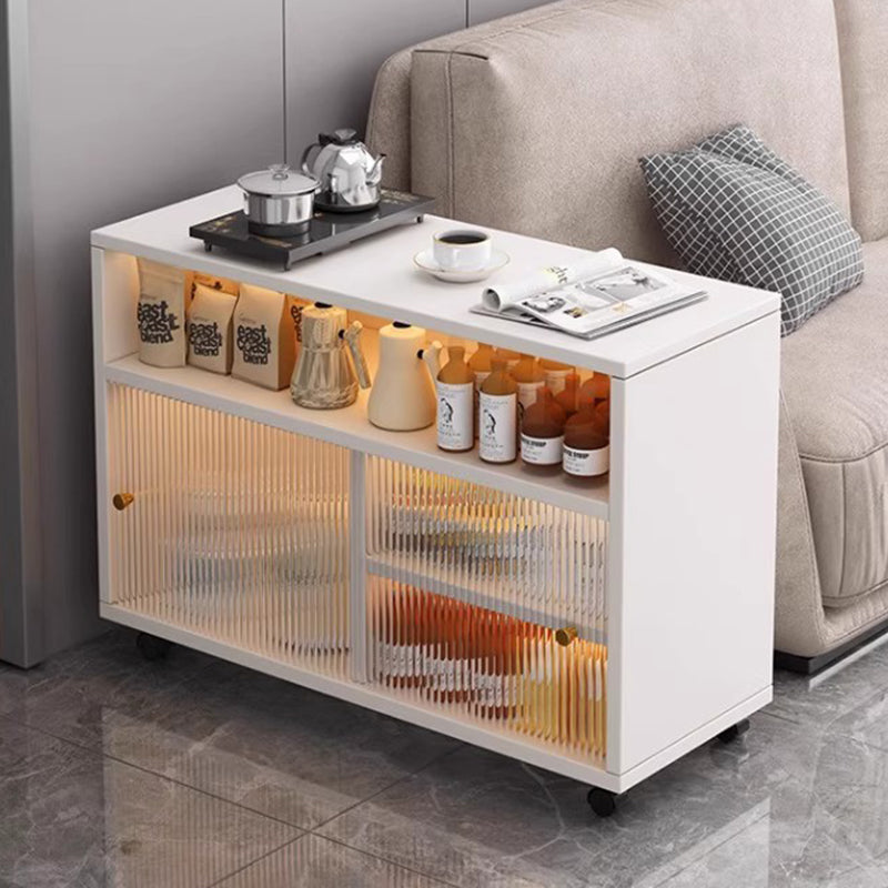 Mesa Auxiliar Moderna Minimalista Rectangular de MDF Acrílico Móvil de 2 Niveles Para Sala de Estar 