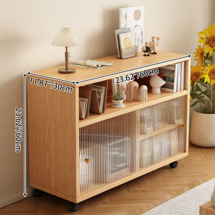 Mesa Auxiliar Moderna Minimalista Rectangular de MDF Acrílico Móvil de 2 Niveles Para Sala de Estar 