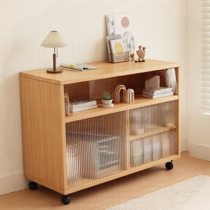 Mesa Auxiliar Moderna Minimalista Rectangular de MDF Acrílico Móvil de 2 Niveles Para Sala de Estar 