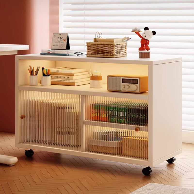 Mesa Auxiliar Moderna Minimalista Rectangular de MDF Acrílico Móvil de 2 Niveles Para Sala de Estar 
