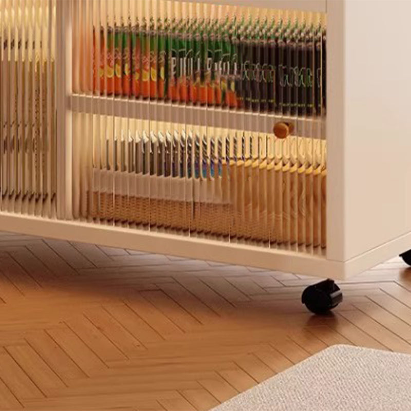 Mesa Auxiliar Moderna Minimalista Rectangular de MDF Acrílico Móvil de 2 Niveles Para Sala de Estar 