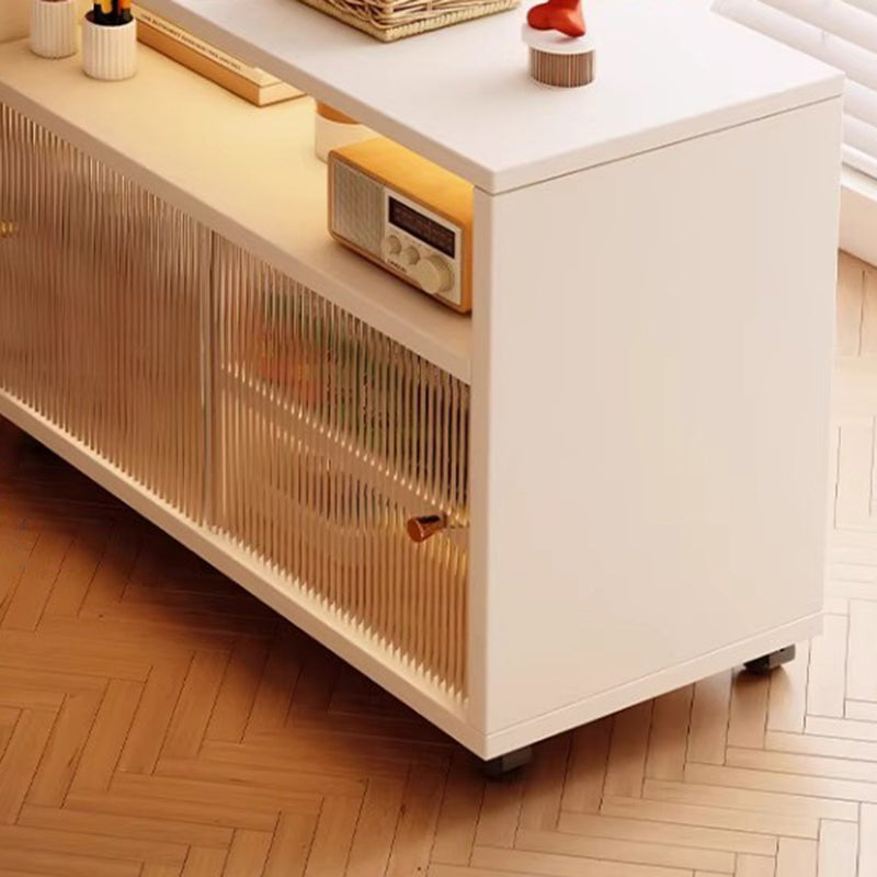 Mesa Auxiliar Moderna Minimalista Rectangular de MDF Acrílico Móvil de 2 Niveles Para Sala de Estar 