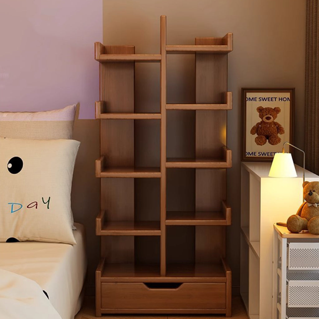 Moderner minimalistischer rechteckiger Massivholz-Eco-Board-Bücherregal 9-stufig für das Wohnzimmer 