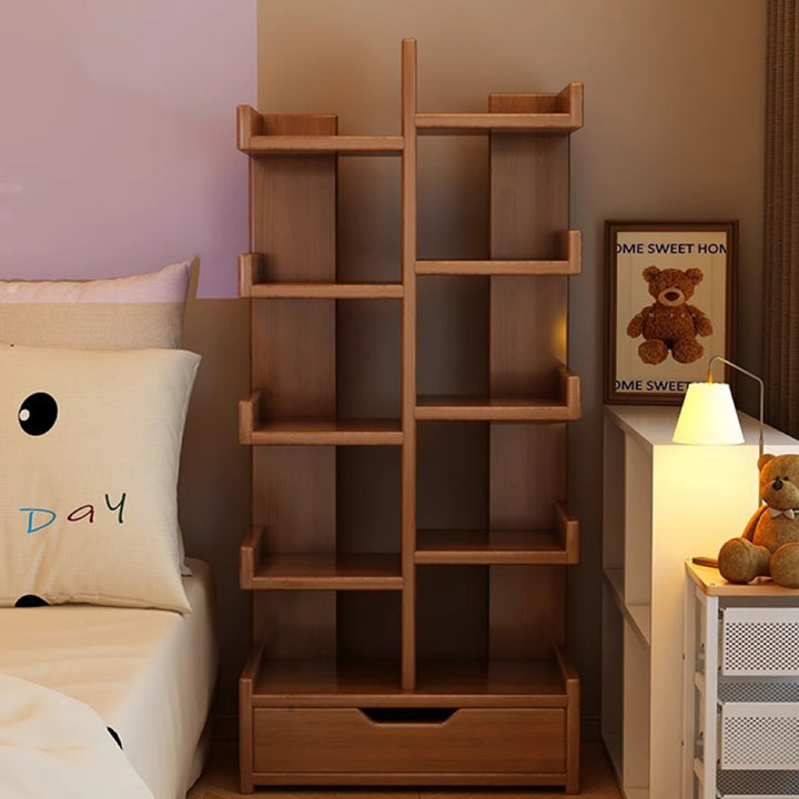 Moderner minimalistischer rechteckiger Massivholz-Eco-Board-Bücherregal 9-stufig für das Wohnzimmer 