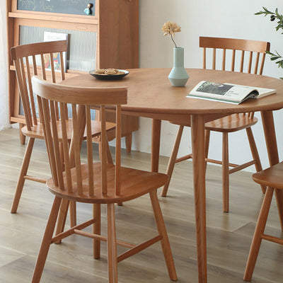 Mesa de comedor redonda de madera de cerezo japonesa tradicional para 4/8 asientos 