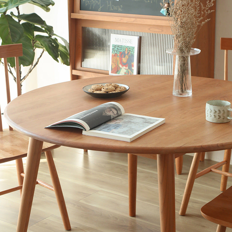 Mesa de comedor redonda de madera de cerezo japonesa tradicional para 4/8 asientos 