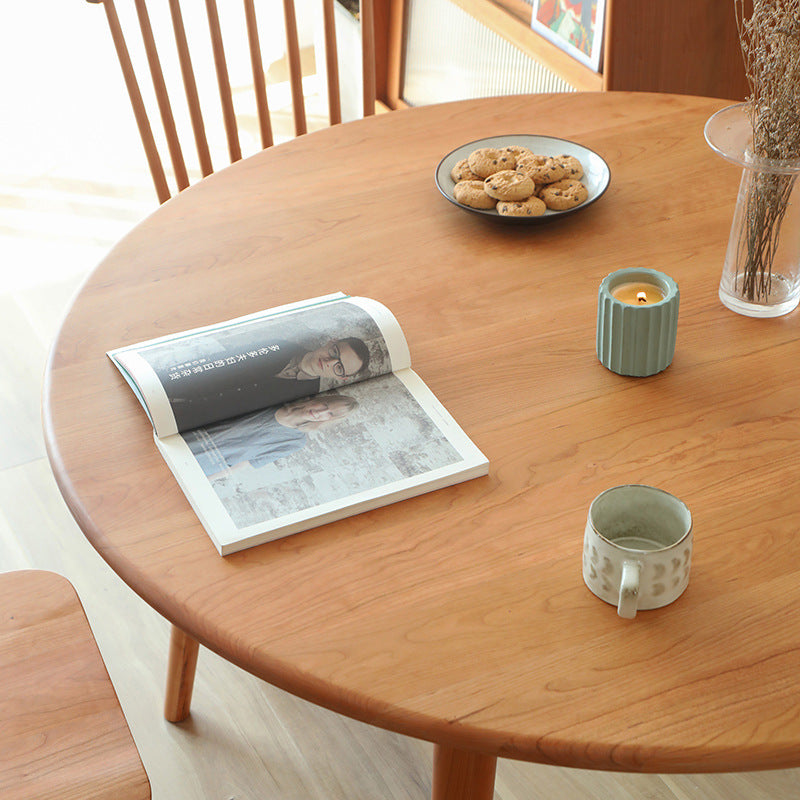 Mesa de comedor redonda de madera de cerezo japonesa tradicional para 4/8 asientos 