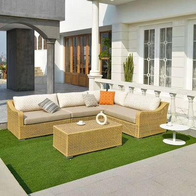 Rustic PE Rattan Weaving Outdoor Coffee Table – 1-Tier Waterproof Design For Outdoor Patio & Garden