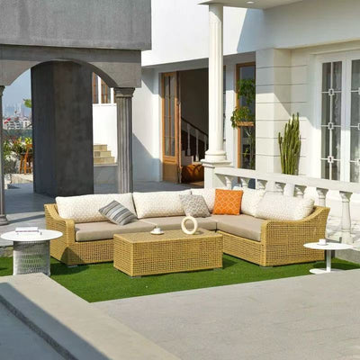 Rustic PE Rattan Weaving Outdoor Coffee Table – 1-Tier Waterproof Design For Outdoor Patio & Garden