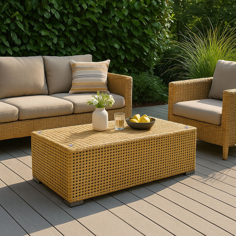 Rustic PE Rattan Weaving Outdoor Coffee Table – 1-Tier Waterproof Design For Outdoor Patio & Garden