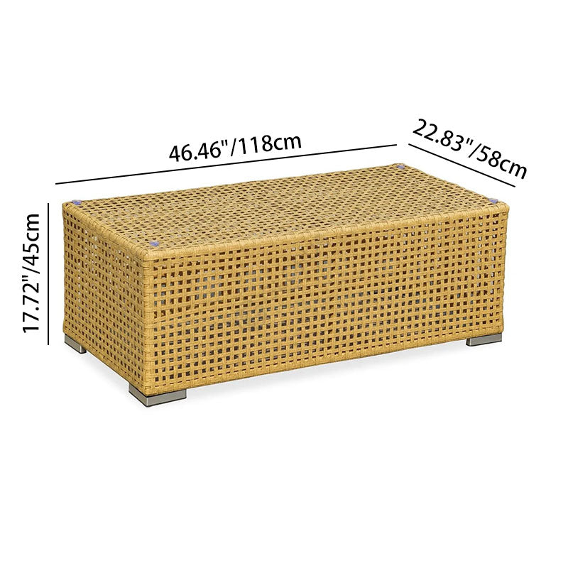 Rustic PE Rattan Weaving Outdoor Coffee Table – 1-Tier Waterproof Design For Outdoor Patio & Garden