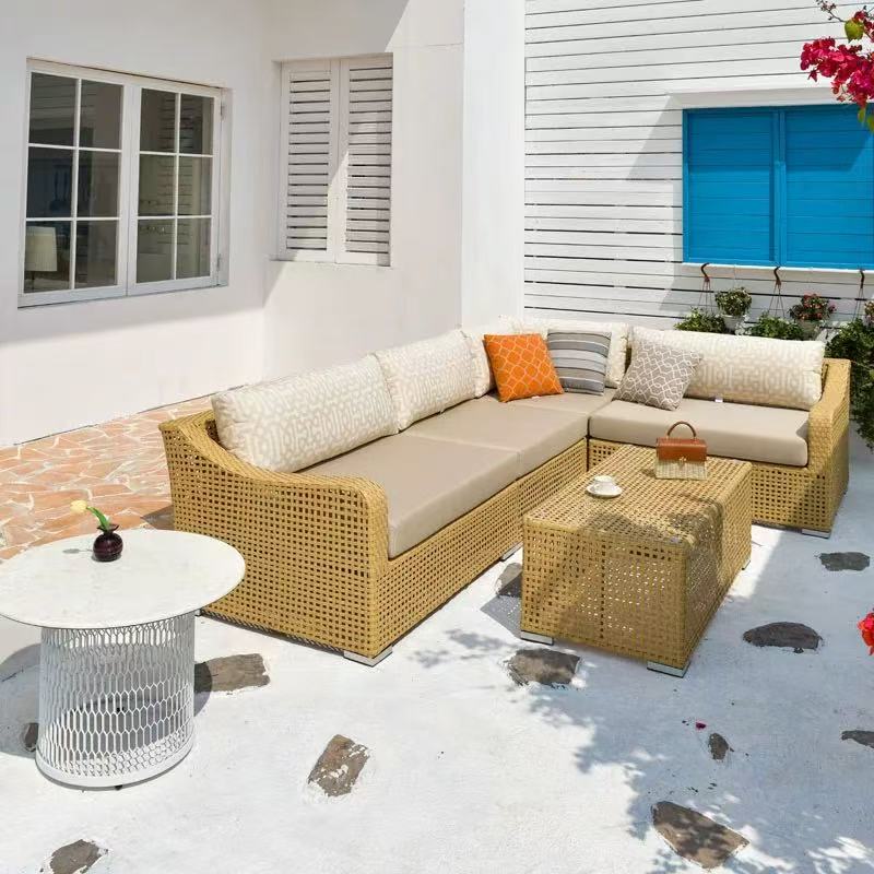 Rustic PE Rattan Weaving Outdoor Coffee Table – 1-Tier Waterproof Design For Outdoor Patio & Garden