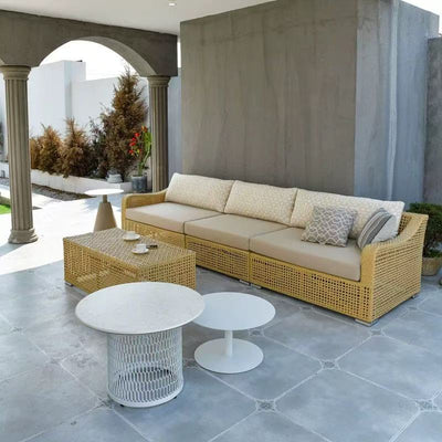 Rustic PE Rattan Weaving Outdoor Coffee Table – 1-Tier Waterproof Design For Outdoor Patio & Garden