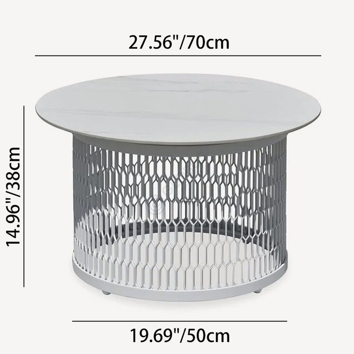 Waterproof Industrial Honeycomb Hollow Outdoor Coffee Table - 1-Tier Durable Stoneware Top For Outdoor Patio &amp; Garden