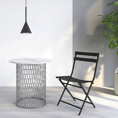 Waterproof Industrial Honeycomb Hollow Outdoor Coffee Table - 1-Tier Durable Stoneware Top For Outdoor Patio & Garden