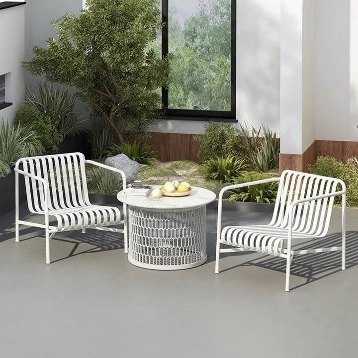 Waterproof Industrial Honeycomb Hollow Outdoor Coffee Table - 1-Tier Durable Stoneware Top For Outdoor Patio & Garden