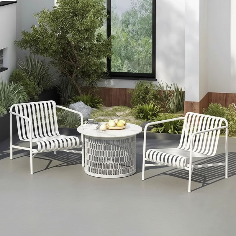 Waterproof Industrial Honeycomb Hollow Outdoor Coffee Table - 1-Tier Durable Stoneware Top For Outdoor Patio & Garden
