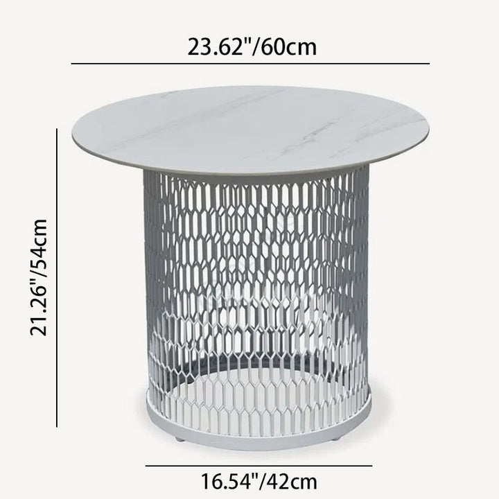 Waterproof Industrial Honeycomb Hollow Outdoor Coffee Table - 1-Tier Durable Stoneware Top For Outdoor Patio &amp; Garden