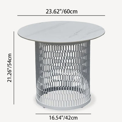 Waterproof Industrial Honeycomb Hollow Outdoor Coffee Table - 1-Tier Durable Stoneware Top For Outdoor Patio & Garden