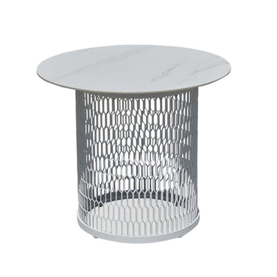 Waterproof Industrial Honeycomb Hollow Outdoor Coffee Table - 1-Tier Durable Stoneware Top For Outdoor Patio & Garden