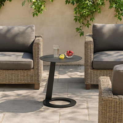 Corrosion-Resistant Minimalist Round Outdoor End Table - 1-Tier Durable Aluminum Frame For Garden & Balcony