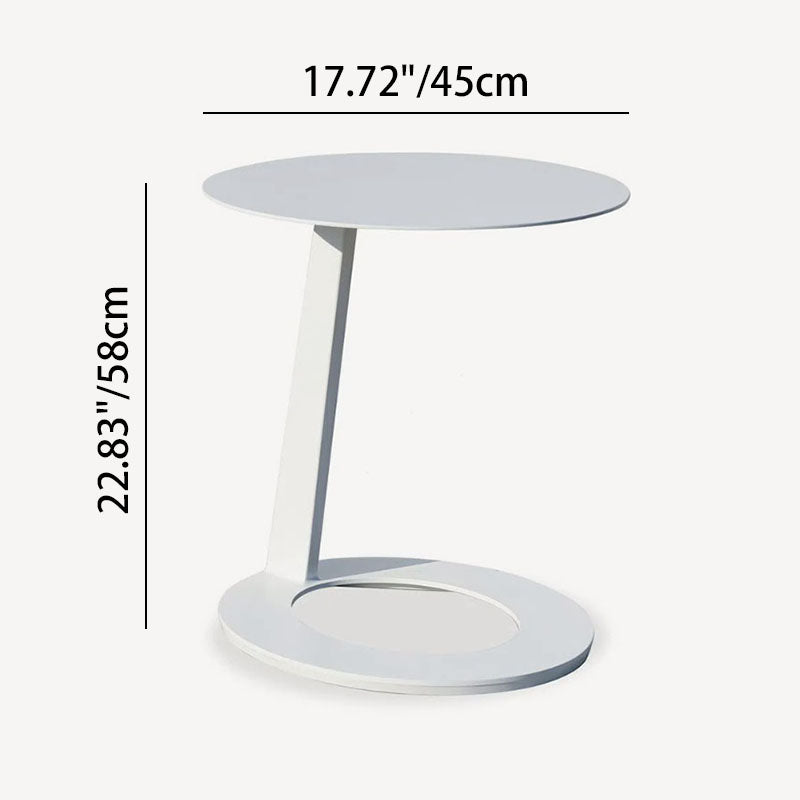 Corrosion-Resistant Minimalist Round Outdoor End Table - 1-Tier Durable Aluminum Frame For Garden & Balcony