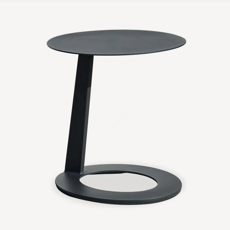 Corrosion-Resistant Minimalist Round Outdoor End Table - 1-Tier Durable Aluminum Frame For Garden & Balcony