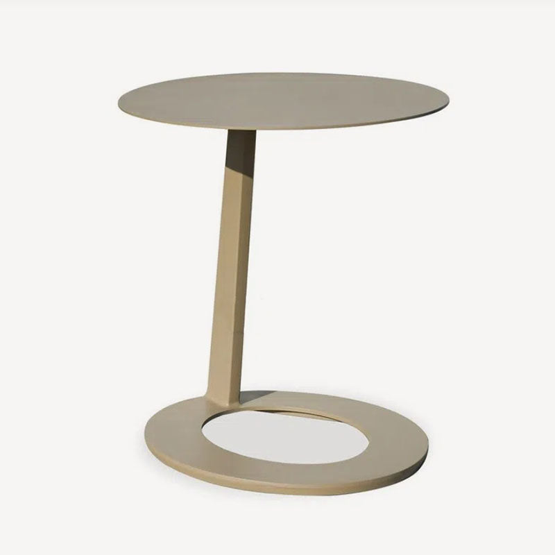 Corrosion-Resistant Minimalist Round Outdoor End Table - 1-Tier Durable Aluminum Frame For Garden &amp; Balcony