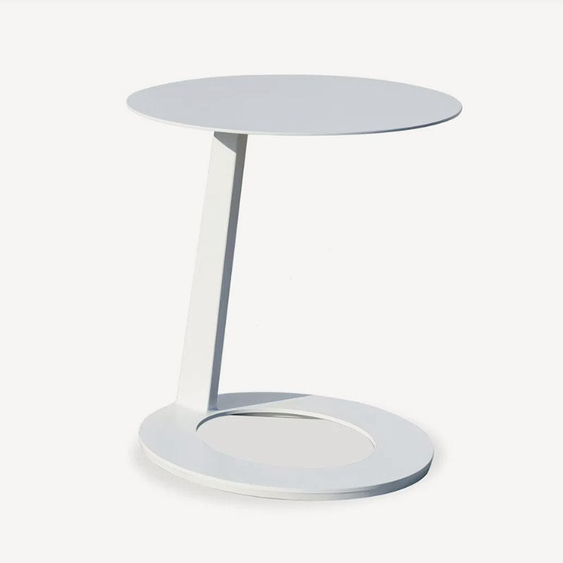 Corrosion-Resistant Minimalist Round Outdoor End Table - 1-Tier Durable Aluminum Frame For Garden &amp; Balcony