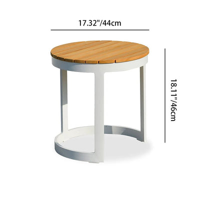 Corrosion-Resistant Rustic Teak Wood Outdoor End Table - 1-Tier Sturdy Steel Frame For Outdoor Patio & Garden