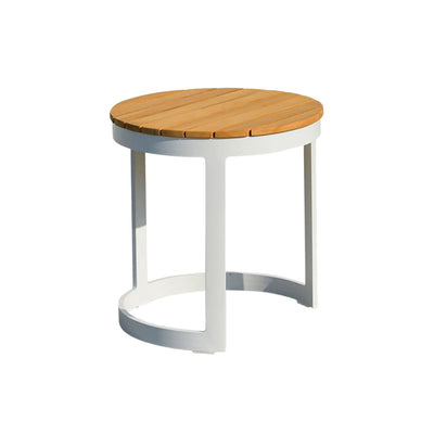 Corrosion-Resistant Rustic Teak Wood Outdoor End Table - 1-Tier Sturdy Steel Frame For Outdoor Patio & Garden