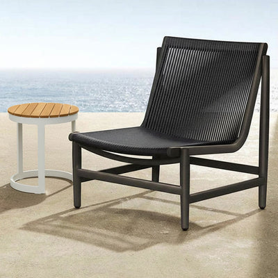 Corrosion-Resistant Rustic Teak Wood Outdoor End Table - 1-Tier Sturdy Steel Frame For Outdoor Patio & Garden