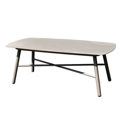 Industrial Rectangular Rounded Edges Outdoor Coffee Table - 4-Legs Sturdy Aluminum Frame For Outdoor Patio & Garden