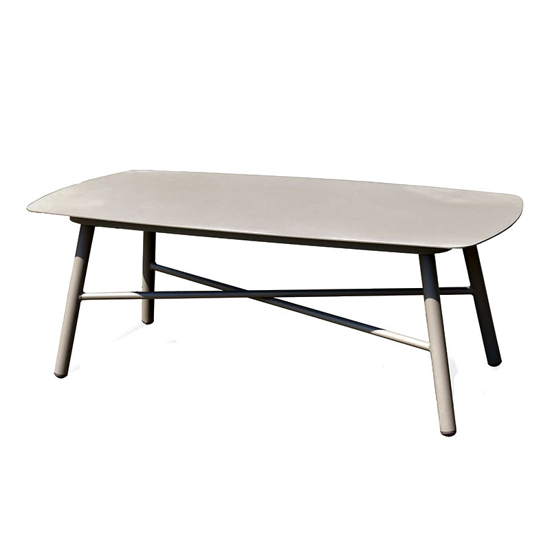 Industrial Rectangular Rounded Edges Outdoor Coffee Table - 4-Legs Sturdy Aluminum Frame For Outdoor Patio & Garden