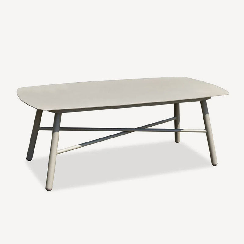 Industrial Rectangular Rounded Edges Outdoor Coffee Table - 4-Legs Sturdy Aluminum Frame For Outdoor Patio & Garden