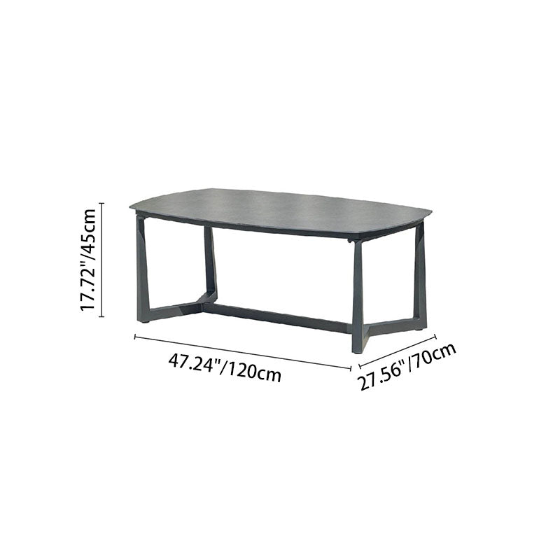 Corrosion-Resistant Rectangular Outdoor Coffee Table - 1-Tier Spacious Stoneware Top For Balcony &amp; Garden
