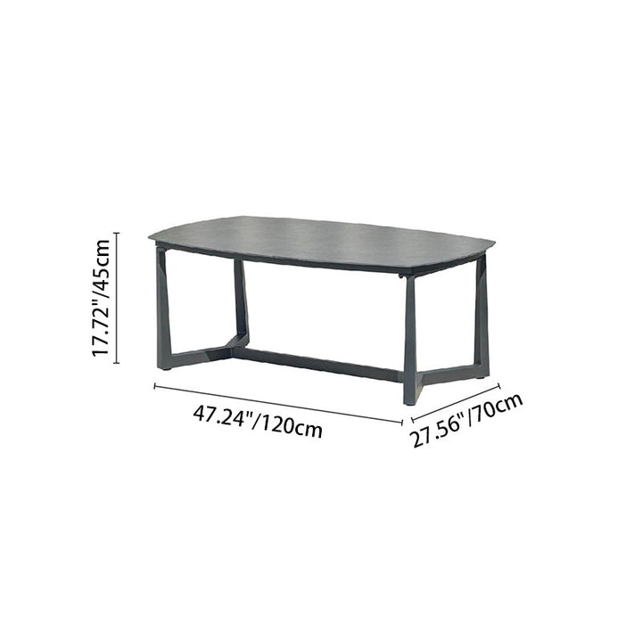 Corrosion-Resistant Rectangular Outdoor Coffee Table - 1-Tier Spacious Stoneware Top For Balcony &amp; Garden