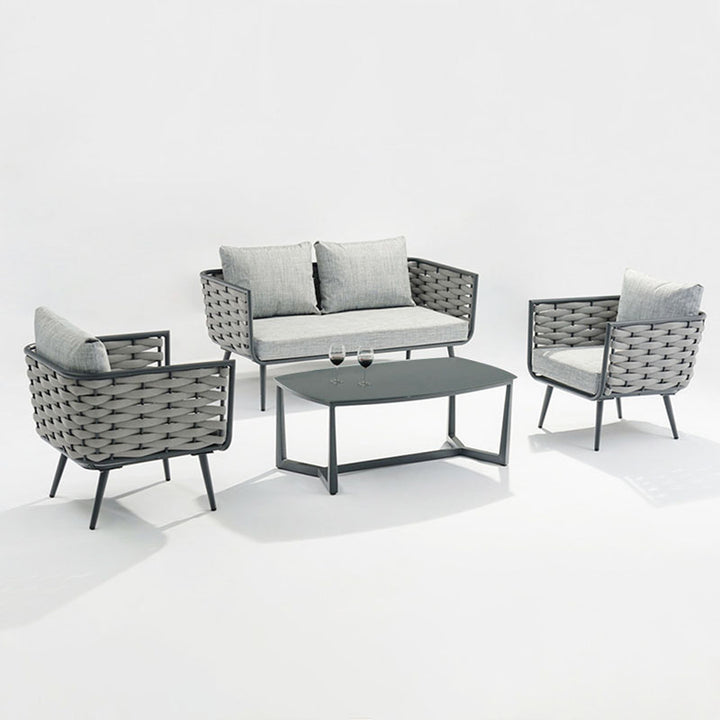 Corrosion-Resistant Rectangular Outdoor Coffee Table - 1-Tier Spacious Stoneware Top For Balcony &amp; Garden