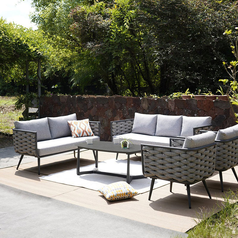 Corrosion-Resistant Rectangular Outdoor Coffee Table - 1-Tier Spacious Stoneware Top For Balcony &amp; Garden