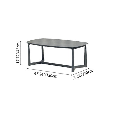 Corrosion-Resistant Rectangular Outdoor Coffee Table - 1-Tier Spacious Stoneware Top For Balcony & Garden