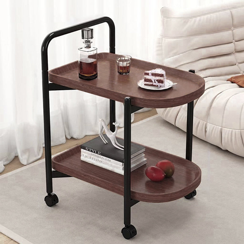Modern Minimalist MDF Carbon Steel Arched Movable Side Table 2-Tier For Living Room