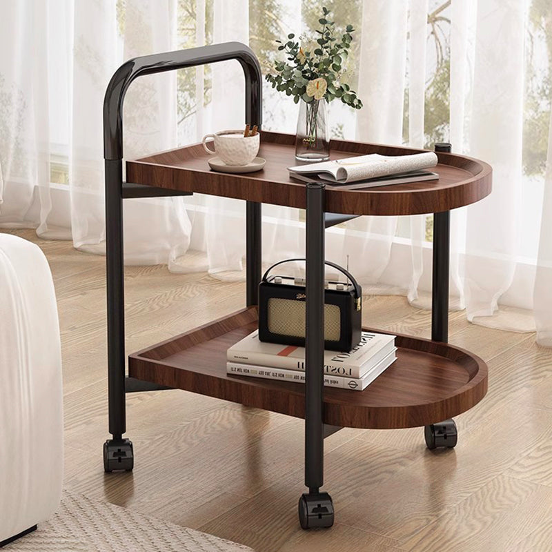 Modern Minimalist MDF Carbon Steel Arched Movable Side Table 2-Tier For Living Room