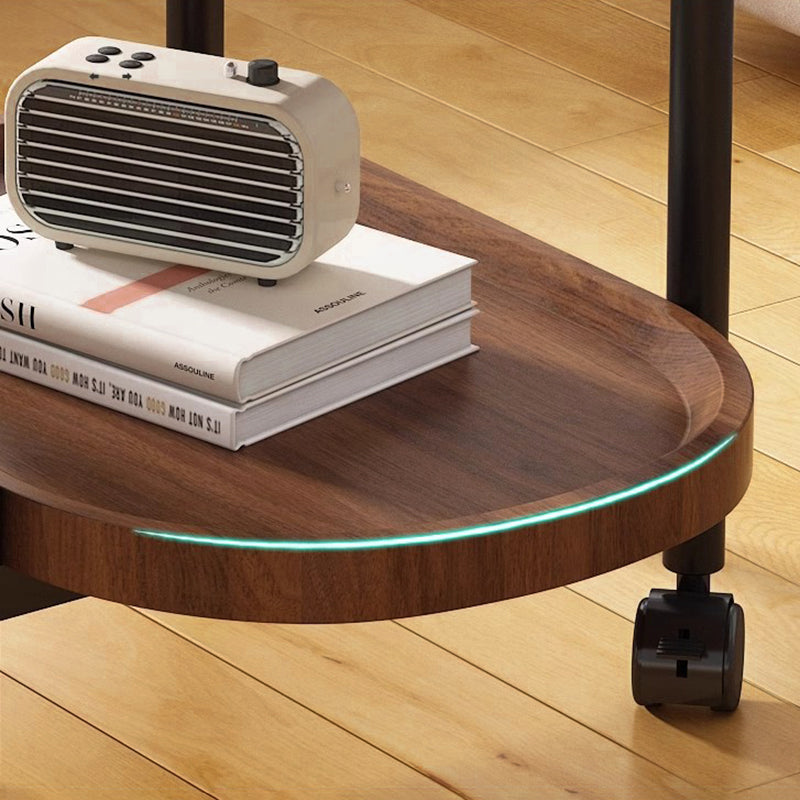 Modern Minimalist MDF Carbon Steel Arched Movable Side Table 2-Tier For Living Room