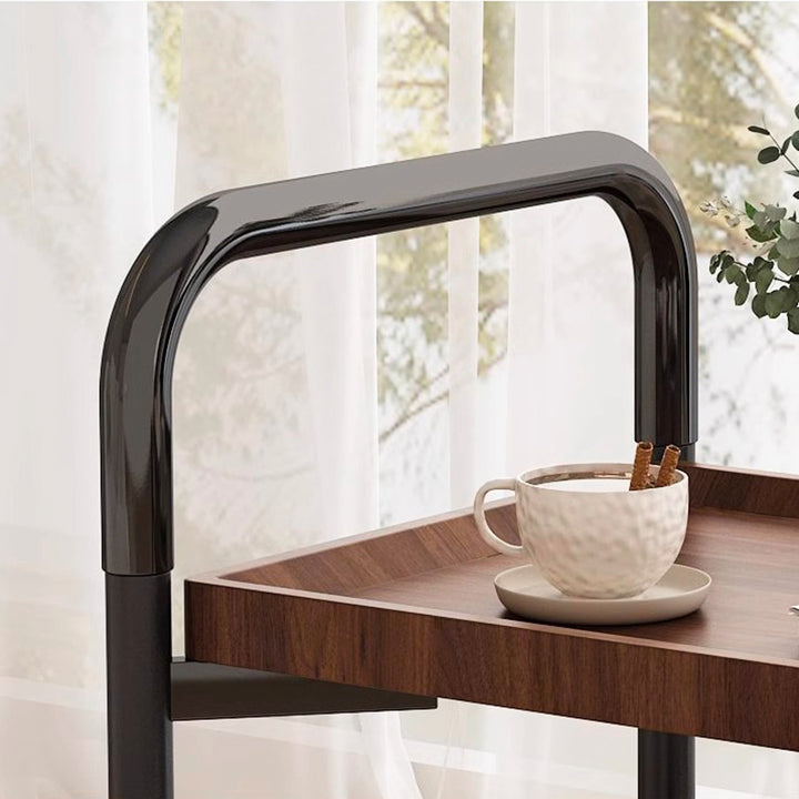 Modern Minimalist MDF Carbon Steel Arched Movable Side Table 2-Tier For Living Room
