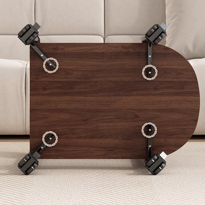 Modern Minimalist MDF Carbon Steel Arched Movable Side Table 2-Tier For Living Room