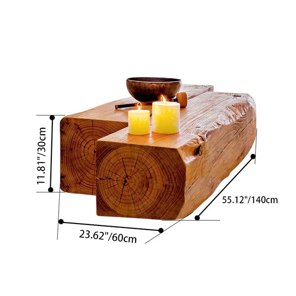 Table basse rectangulaire japonaise traditionnelle en bois massif à 1 niveau pour salon 