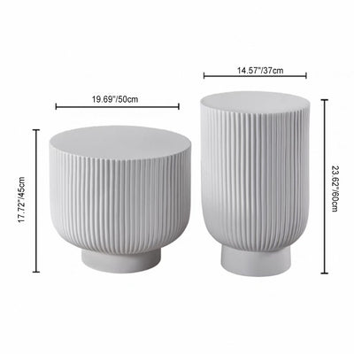 Table d'appoint cylindrique rayé en fibre de verre nordique contemporain pour salon 